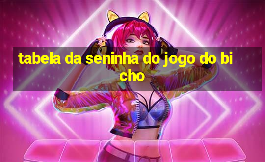 tabela da seninha do jogo do bicho