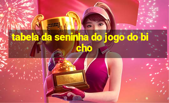 tabela da seninha do jogo do bicho