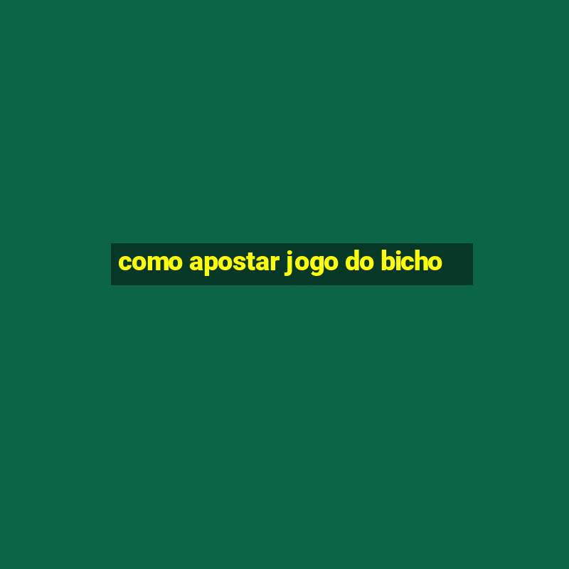 como apostar jogo do bicho