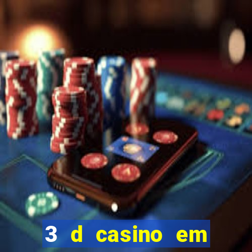 3 d casino em movimento com baralho