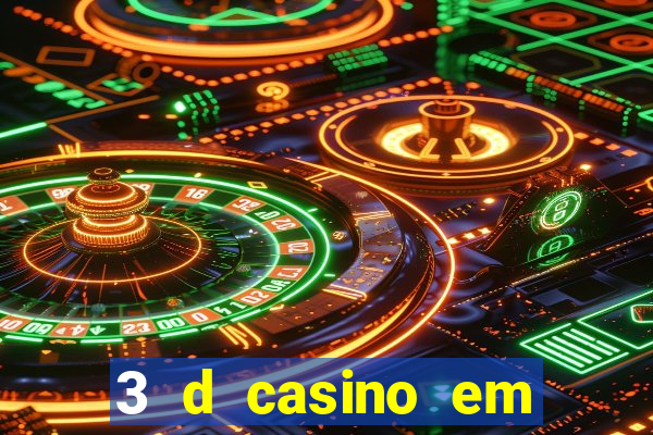 3 d casino em movimento com baralho