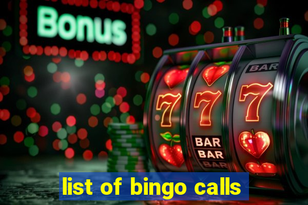 list of bingo calls