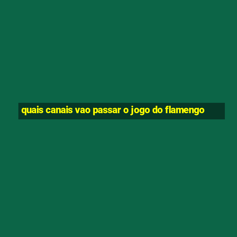 quais canais vao passar o jogo do flamengo